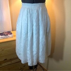 J. CREW Pleated White A-line Skirt